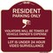 Signmission Reserved Parking Resident Parking Only Violators Will Be Towed at Owners Expense Lot, BU-1818-23035 A-DES-BU-1818-23035 - alternate 1
